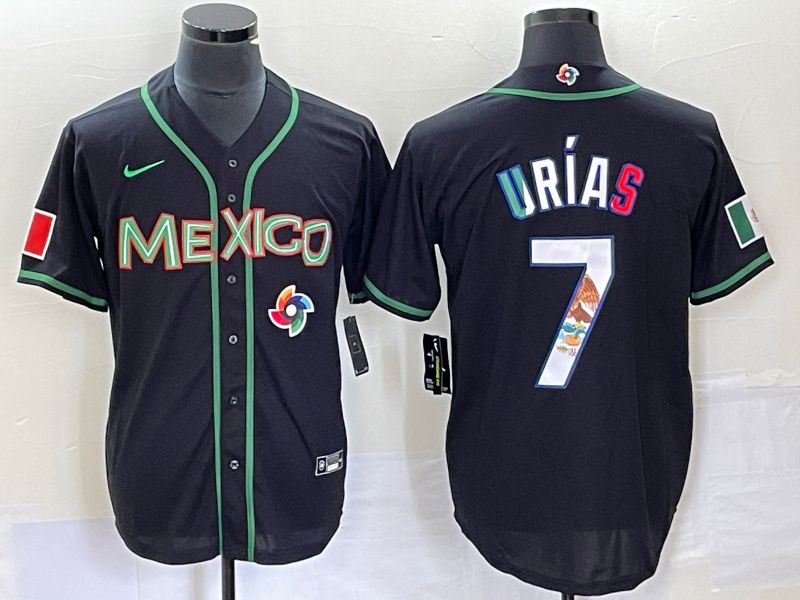 Men 2023 World Cub Mexico #7 Urias Black white Nike MLB Jersey13->more jerseys->MLB Jersey